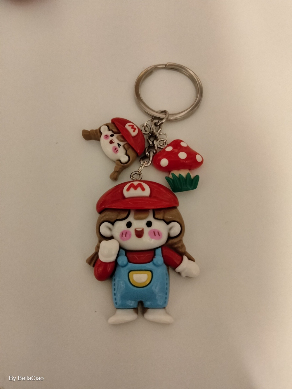 Cute Resin Red Mario Girl Keychain with Charms